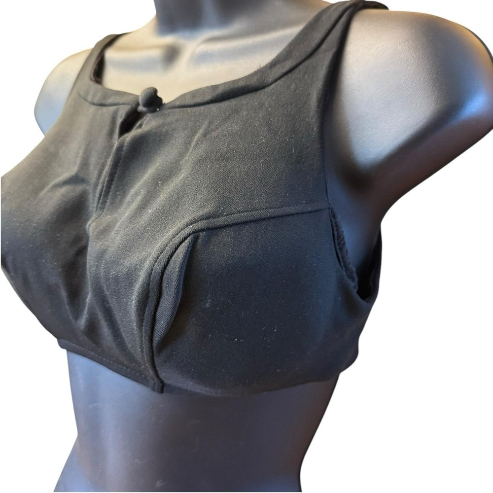 Vintage 60s‎ Elisabeth Stewart Bikini Top 34D Swimsuit Top Black Nylon Pin Up - Picture 6 of 12